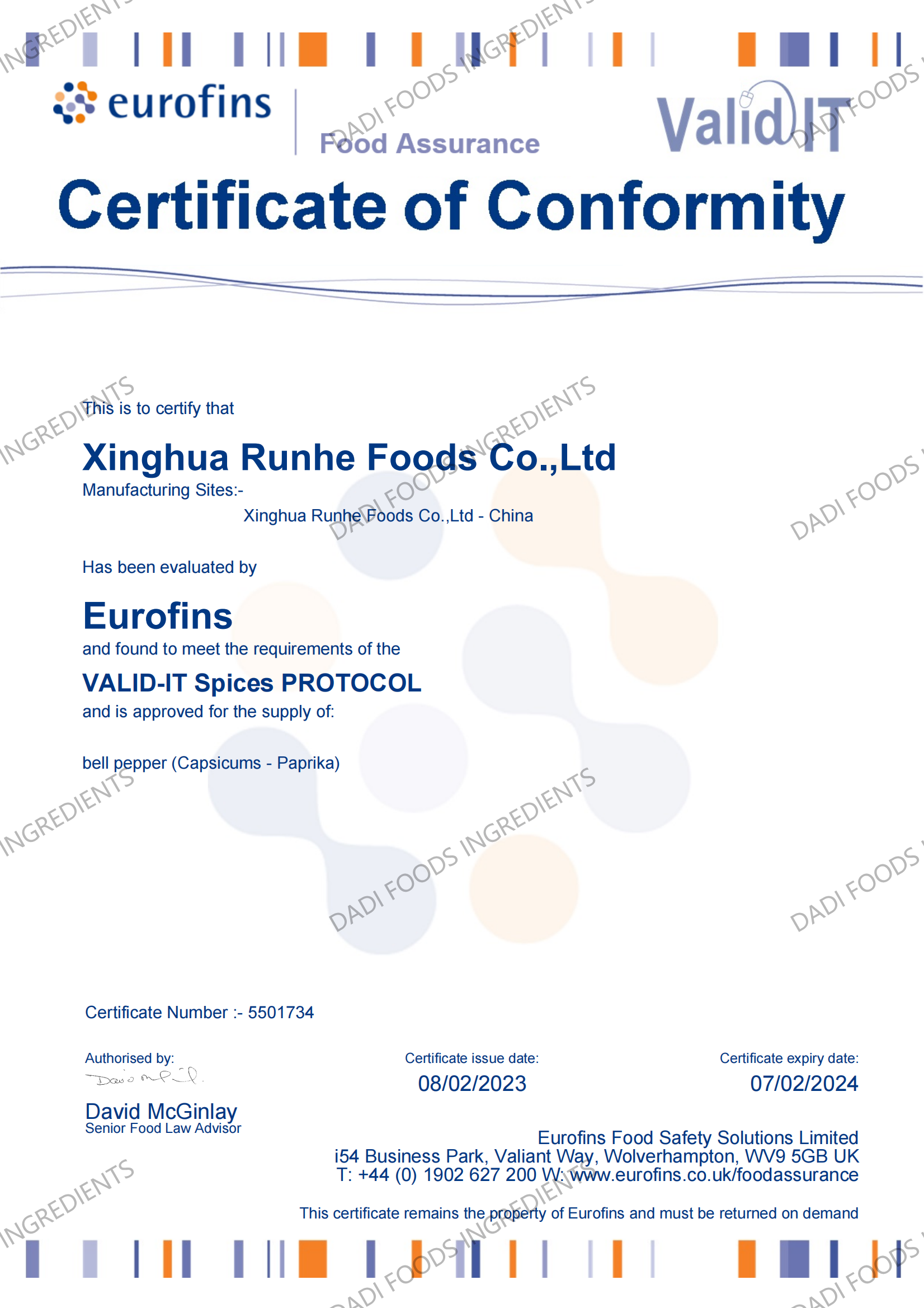 Xinghua Runhe Foods Co.,Ltd - 550